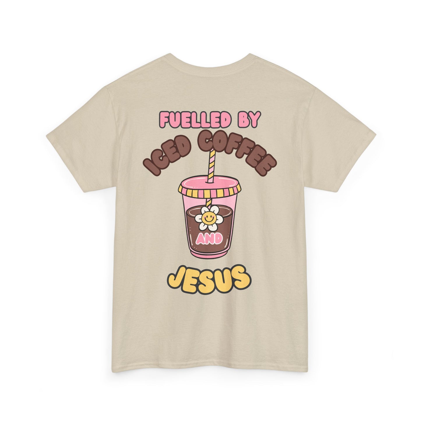 Fueled by Iced Coffee and Jesus Unisex Heavy Cotton Tee - Relaxed Fit Casual Shirt