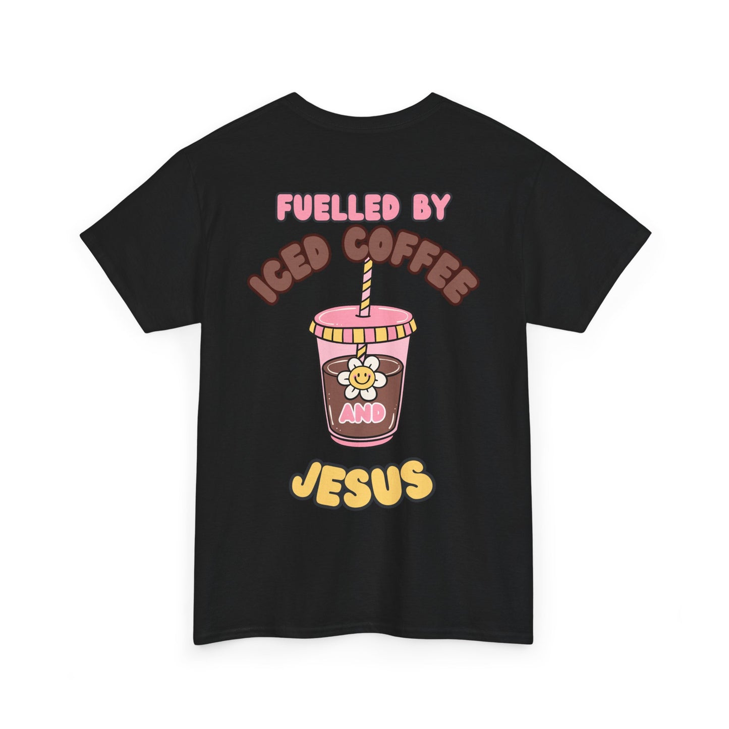 Fueled by Iced Coffee and Jesus Unisex Heavy Cotton Tee - Relaxed Fit Casual Shirt