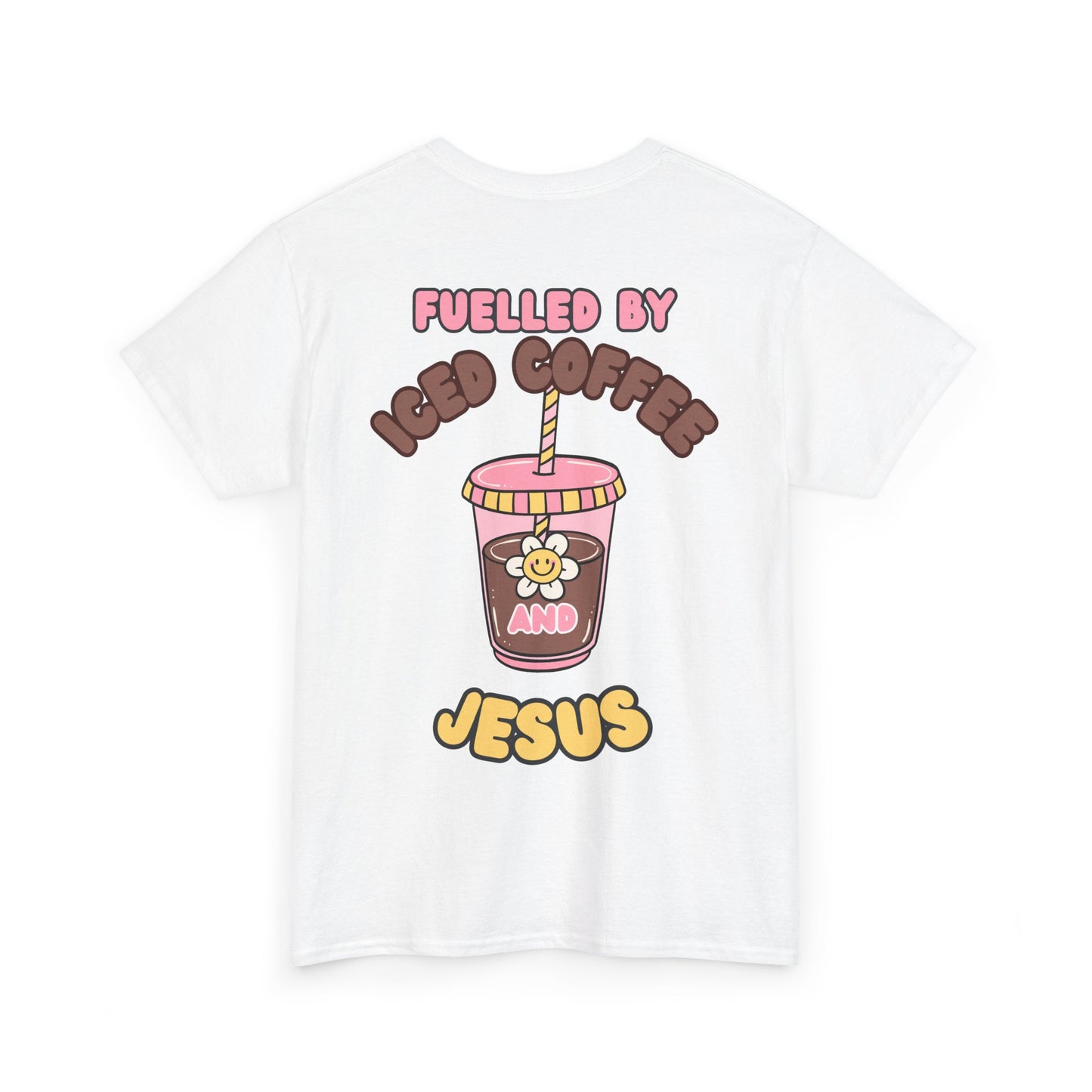 Fueled by Iced Coffee and Jesus Unisex Heavy Cotton Tee - Relaxed Fit Casual Shirt