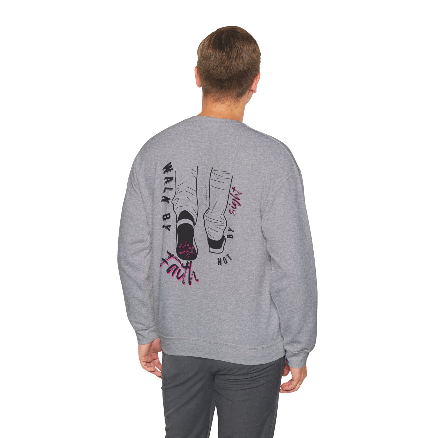 Inspirational Crewneck Sweatshirt - 'Walk by Faith, Not by Sight'