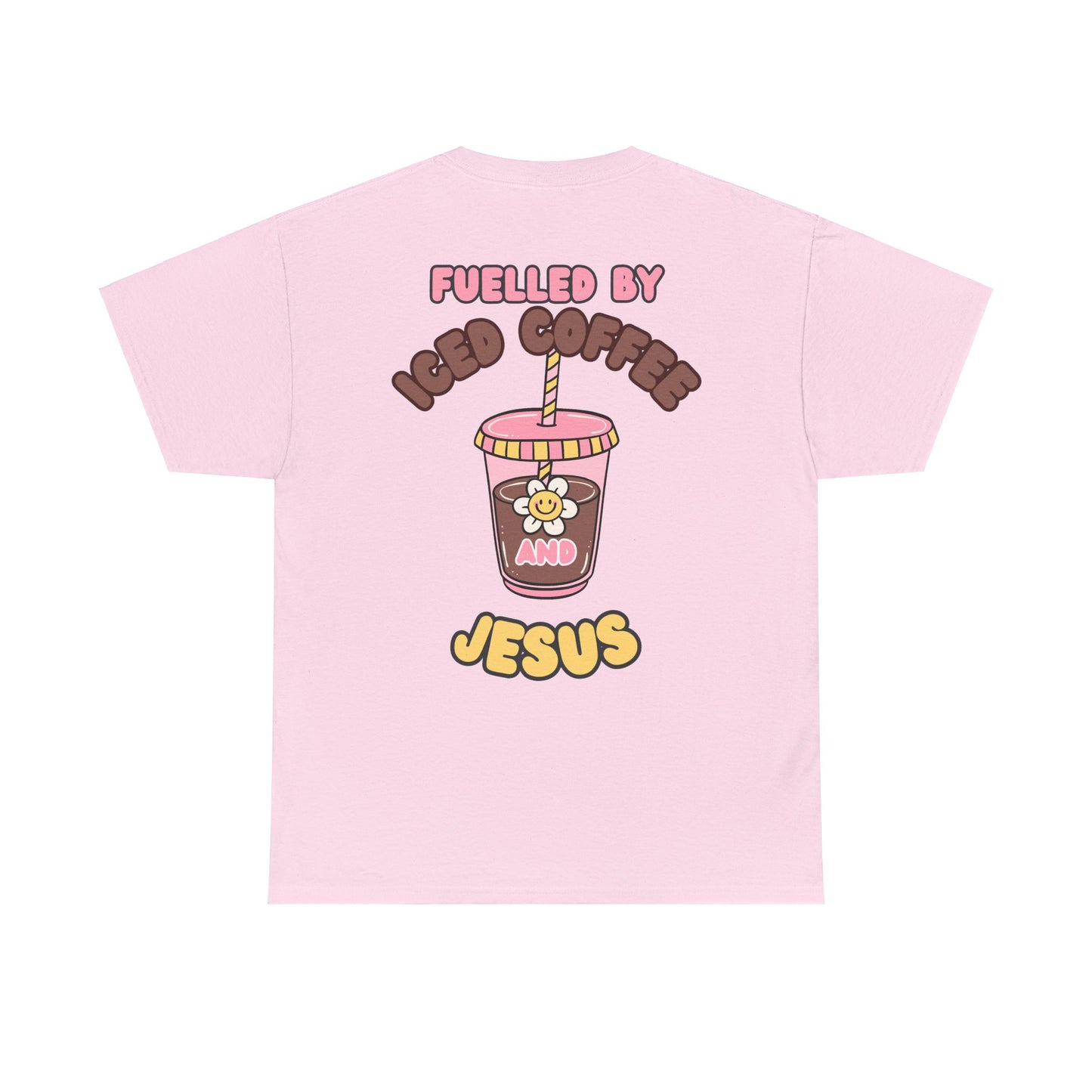 Fueled by Iced Coffee and Jesus Unisex Heavy Cotton Tee - Relaxed Fit Casual Shirt