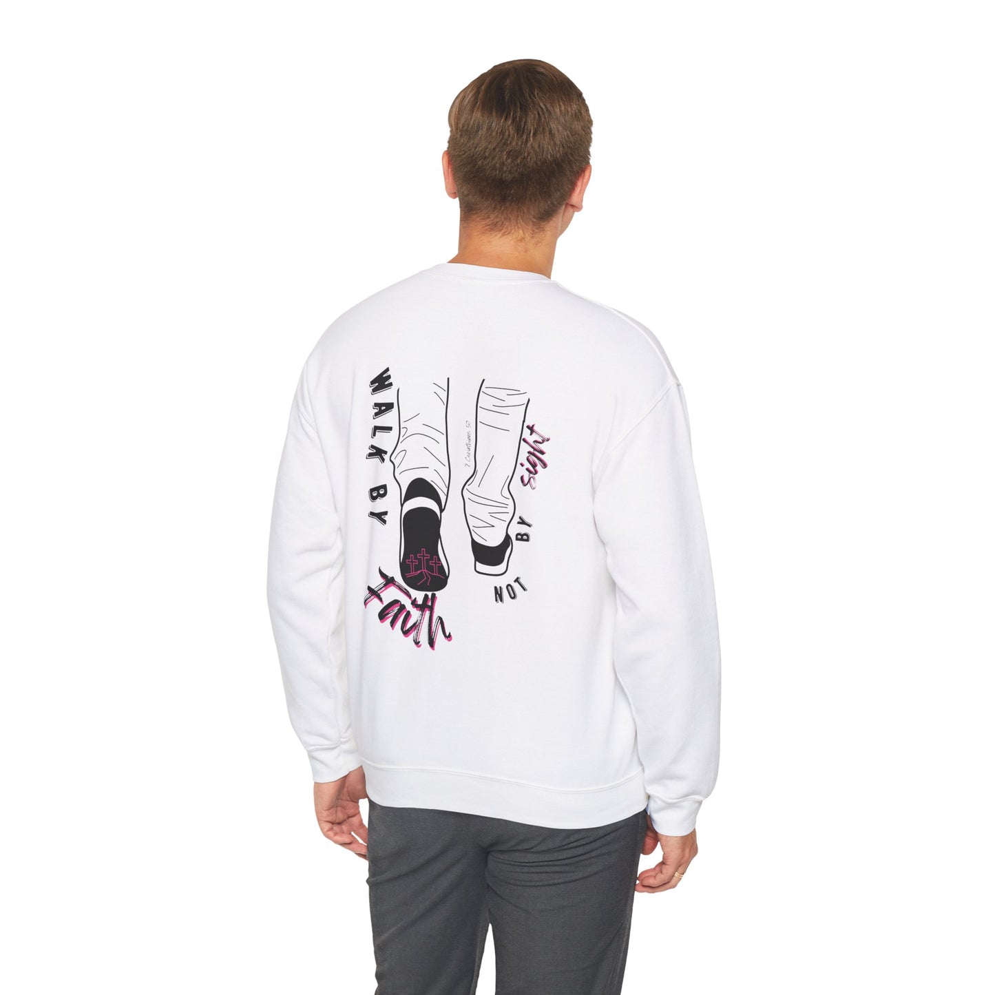 Inspirational Crewneck Sweatshirt - 'Walk by Faith, Not by Sight'