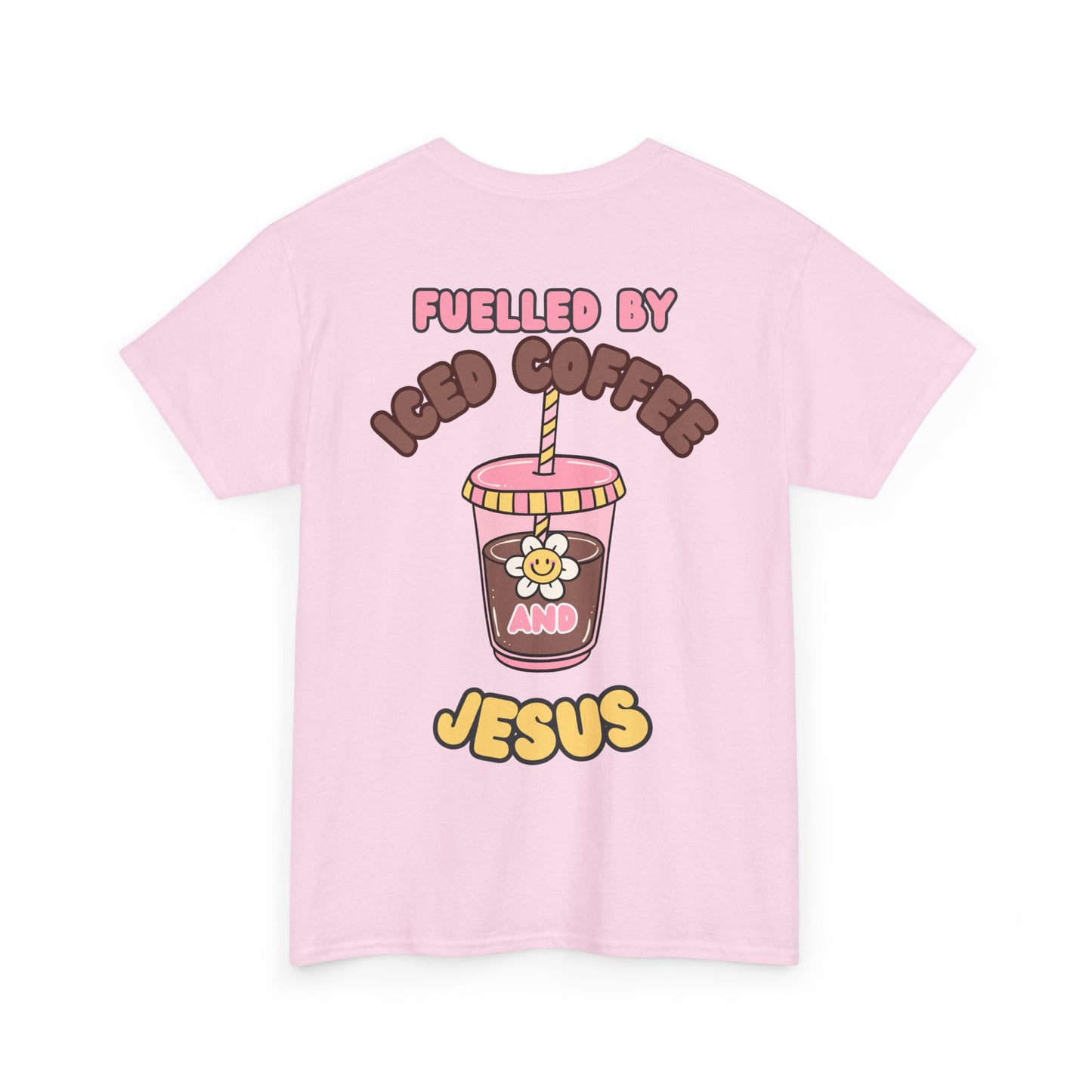 Fueled by Iced Coffee and Jesus Unisex Heavy Cotton Tee - Relaxed Fit Casual Shirt