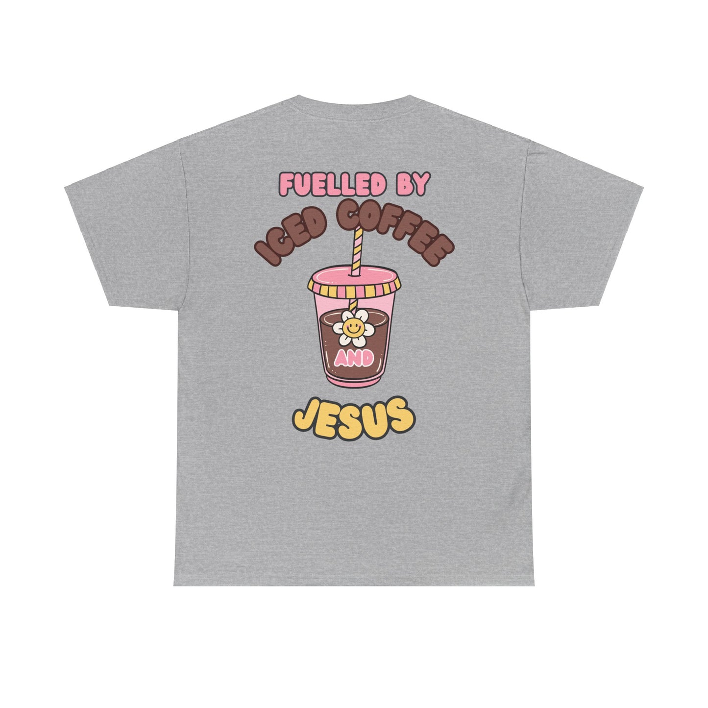 Fueled by Iced Coffee and Jesus Unisex Heavy Cotton Tee - Relaxed Fit Casual Shirt