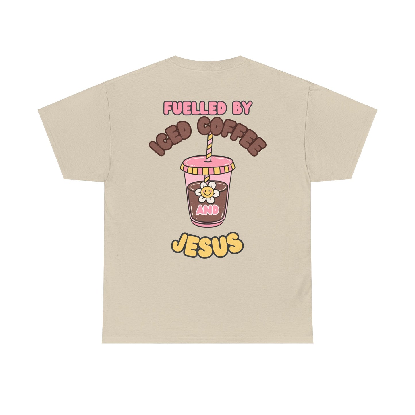 Fueled by Iced Coffee and Jesus Unisex Heavy Cotton Tee - Relaxed Fit Casual Shirt