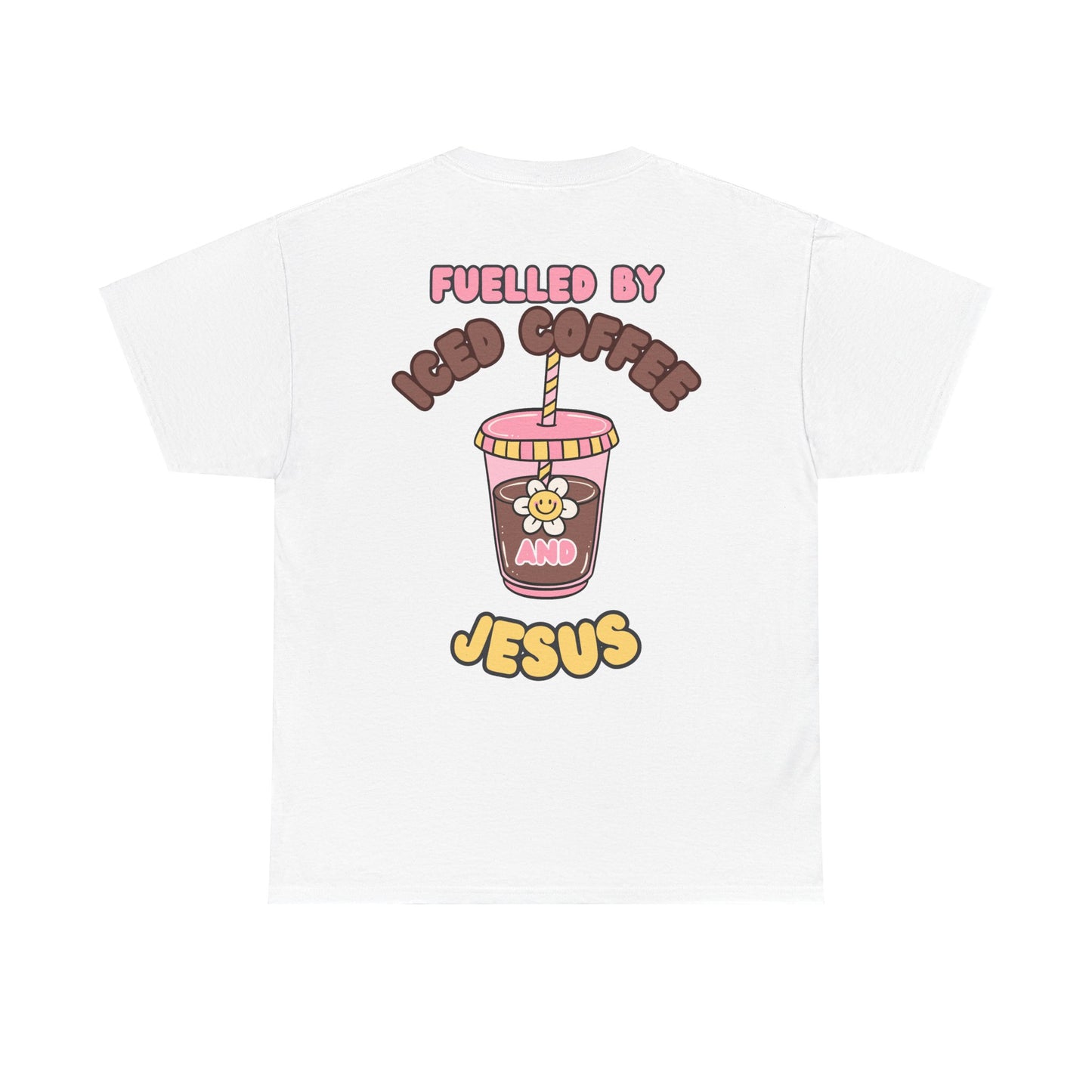 Fueled by Iced Coffee and Jesus Unisex Heavy Cotton Tee - Relaxed Fit Casual Shirt